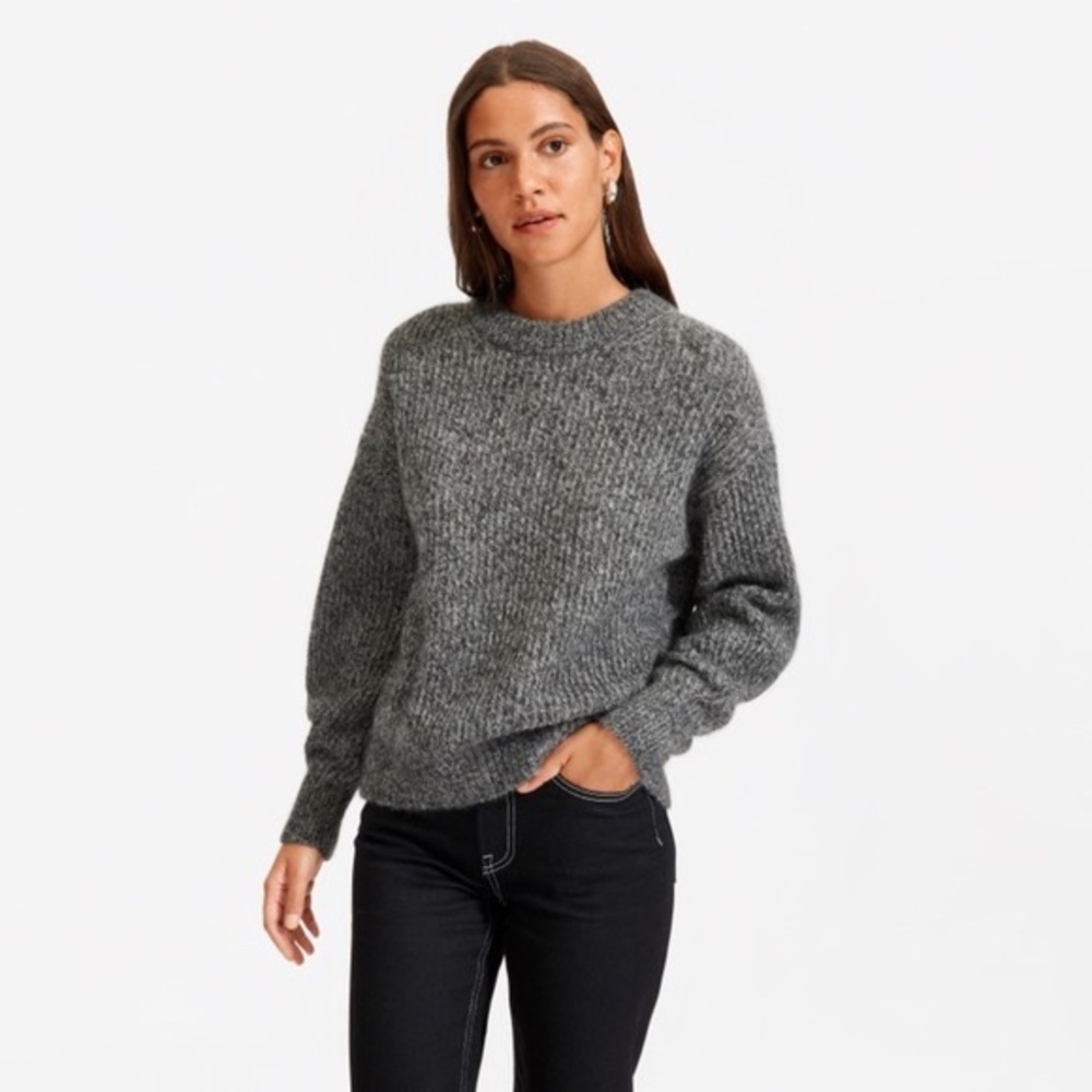 Everlane Oversized Alpaca Crew in Charcoal Twist